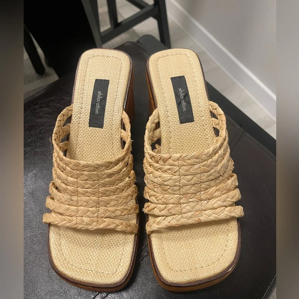 Y2K 90s Exhilaration Chunky raffia Sandals US 9.5. Featured on free people